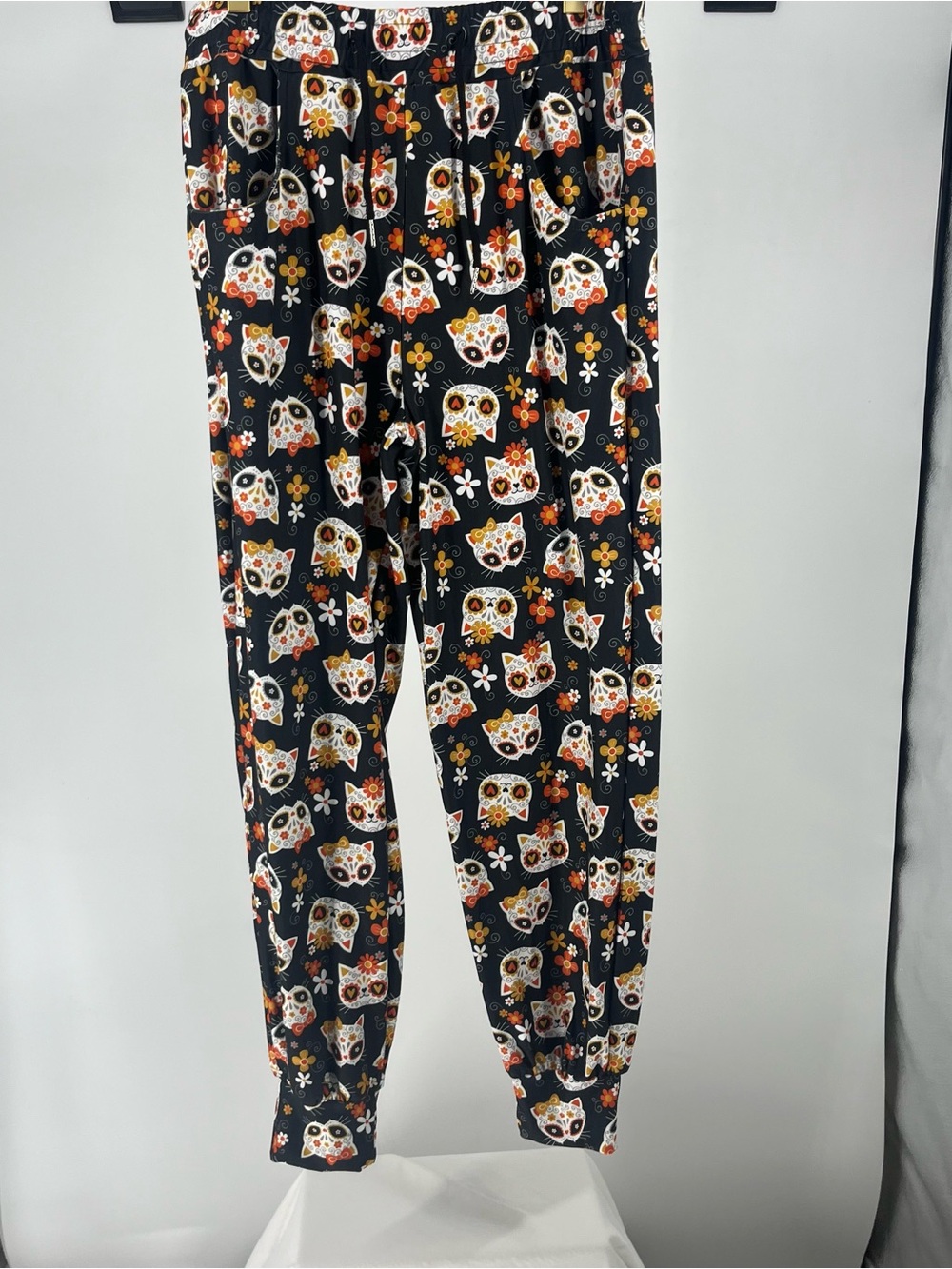 Black Cat Floral Leggings - Women's Printed Leggings